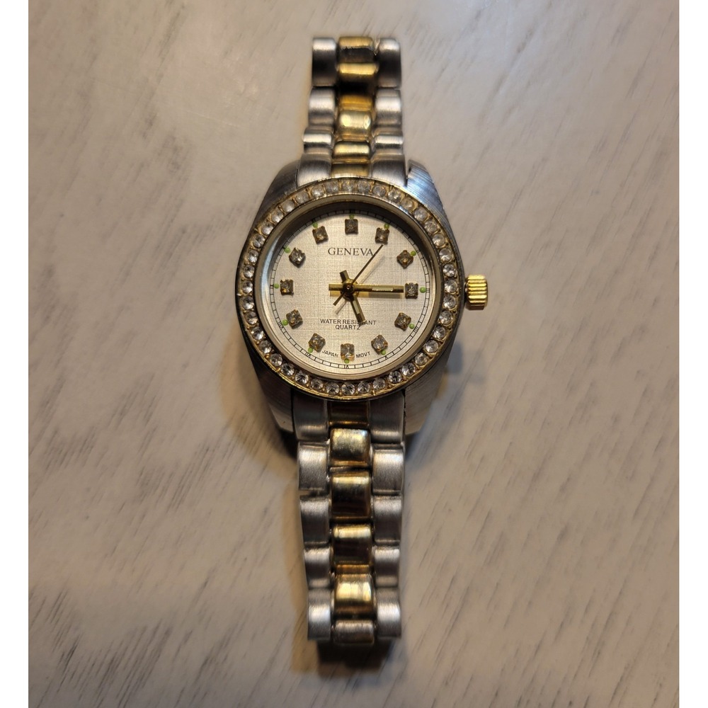 Watch, Women's Geneva Quartz, Silver Tone with Gold Tone Accents Needs Battery